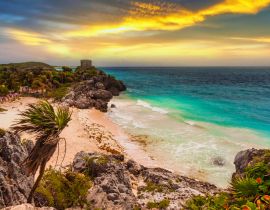 Lais Puzzle - Karibischer Strand an der Klippe in Tulum bei Sonnenuntergang, Mexiko - 40, 100, 200, 500, 1.000 & 2.000 Teile
