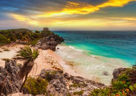 Lais Puzzle - Karibischer Strand an der Klippe in Tulum bei Sonnenuntergang, Mexiko - 1.000 Teile