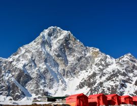 Lais Puzzle - Reihe der roten Zelte auf dem Weg vom Cho-La-Pass zum Everest-Basislager, Nepal. Prächtige Himalaya-Berge im Hintergrund - 40, 100, 200, 500, 1.000 & 2.000 Teile