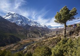 Lais Puzzle - Annapurna Gebirgskette Landschaftsansicht von der Trekkingroute zwischen den Dörfern Pisang und Manang im nepalesischen Himalaya Gebirge - 1.000 Teile