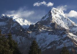 Lais Puzzle - Landschaftlicher Blick auf den schneebedeckten Annapurna-Gipfel vom Poon Hill im nepalesischen Himalaya-Gebirge - 1.000 Teile