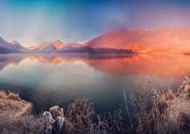 Lais Puzzle - Nebliger Morgen am Moke Lake in Queenstown, Neuseeland - 1.000 Teile