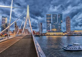 Lais Puzzle - Skyline von Rotterdam. Schöne Aussicht nach Sonnenuntergang - 1.000 Teile