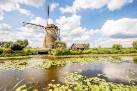Lais Puzzle - Landschaftsblick auf die alten Windmühlen bei sonnigem Wetter in Kinderdijk, Niederlande - 2.000 Teile