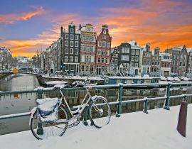 Lais Puzzle - Stadtansichten von Amsterdam im Winter in den Niederlanden bei Sonnenuntergang - 40, 100, 200, 500, 1.000 & 2.000 Teile