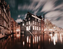 Lais Puzzle - Amsterdam, Grachten und Gebäude in der Abenddämmerung, Niederlande - 40, 100, 200, 500, 1.000 & 2.000 Teile