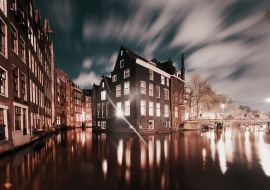 Lais Puzzle - Amsterdam, Grachten und Gebäude in der Abenddämmerung, Niederlande - 1.000 Teile