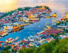 Lais Puzzle - Blick bei Sonnenuntergang auf Bergen und den Hafen vom Berg Floyen - 40, 100, 200, 500, 1.000 & 2.000 Teile