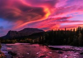 Lais Puzzle - Der Sonnenuntergang in den Bergen, farbiger Himmel, Norwegen, Hemsedal - 1.000 Teile
