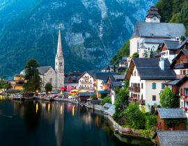 Lais Puzzle - Das Dorf Hallstatt in der Abenddämmerung - 40, 100, 200, 500, 1.000 & 2.000 Teile