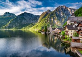 Lais Puzzle - Wunderschöne Morgendämmerung am Bergsee in Hallstatt, Alpen, Österreich - 1.000 Teile