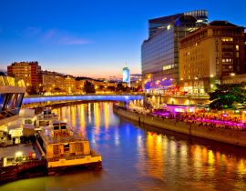 Lais Puzzle - Wien Stadt modernes Flussufer Abendansicht - 40, 100, 200, 500, 1.000 & 2.000 Teile