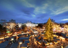 Lais Puzzle - Wiener Christkindlmarkt vor dem Rathaus aus der Vogelperspektive - 1.000 Teile