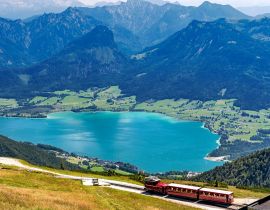 Lais Puzzle - Schafbergbergbahn über Wolfgangsee und Sankt Wolfgang im Salzkammergut, Alpen, Österreich - 40, 100, 200, 500, 1.000 & 2.000 Teile