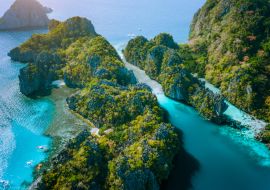 Lais Puzzle - Luftaufnahme der großen Lagune und der majestätischen Felsen aus der Drohne. Entdecken Sie El Nido, Palawan Philippinen. atemberaubende Attraktion, Tour Reise, Inselhüpfen - 1.000 Teile