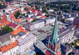 Lais Puzzle - Raciborz. Polen. Luftaufnahme des Hauptplatzes und des Stadtzentrums von Raciborz, Oberschlesien. Polen - 1.000 Teile