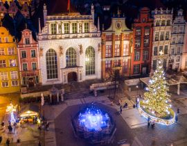 Lais Puzzle - Weihnachtsbaum und Weihnachtsschmuck in der Altstadt von Danzig in der Abenddämmerung, Polen - 40, 100, 200, 500, 1.000 & 2.000 Teile