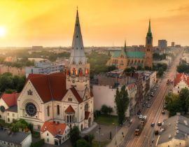 Lais Puzzle - Luftaufnahme der Stadt Lodz in Polen bei Sonnenuntergang - 40, 100, 200, 500, 1.000 & 2.000 Teile