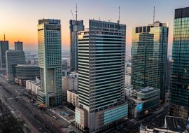 Lais Puzzle - Warschauer Stadtzentrum bei Sonnenaufgang im Januar - 1.000 Teile