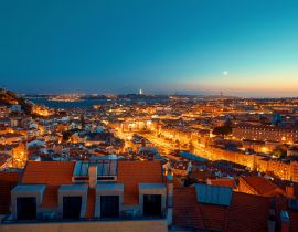 Lais Puzzle - Lissabon beleuchtete Stadt bei Sonnenuntergang blaue Stunde - 40, 100, 200, 500, 1.000 & 2.000 Teile