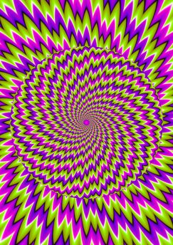 Lais Puzzle - Grüner, lila und rosa Hintergrund mit sich bewegender Kugel. Optische Täuschung der Bewegung - 1.000 Teile