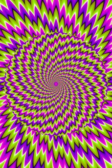 Lais Puzzle - Grüner, lila und rosa Hintergrund mit sich bewegender Kugel. Optische Täuschung der Bewegung - 2.000 Teile