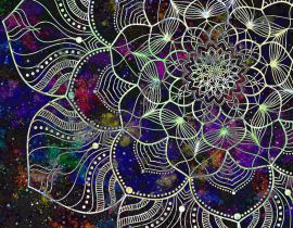 Lais Puzzle - Abstrakte alte Geometrien mit Sternenfeld und buntem Galaxienhintergrund, Aquarellmalerei und Mandala-Grafikdesign - 40, 100, 200, 500, 1.000 & 2.000 Teile