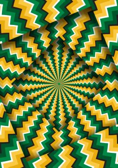 Lais Puzzle - Abstrakte gedrehte Rahmen mit einem rotierenden grün-gelben Zickzack-Muster. Optische Täuschung - 1.000 Teile