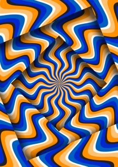 Lais Puzzle - Abstrakte gedrehten Rahmen mit einer rotierenden blau-orange gebogenen Streifen Muster. Optische hypnotische Illusion  - 1.000 Teile