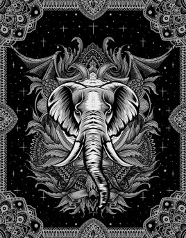 Lais Puzzle - Illustration Elefantenkopf mit Vintage-Gravur Ornament - 40, 100, 200, 500, 1.000 & 2.000 Teile