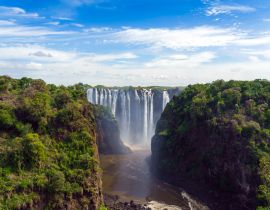 Lais Puzzle - Panoramablick mit dramatischem Wasserfall und Wolken an den Victoriafällen, Simbabwe, Sambia - 40, 100, 200, 500, 1.000 & 2.000 Teile