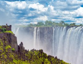 Lais Puzzle - Panoramablick mit dramatischen Wolken und Wasserfall an den Victoriafällen am Sambesi, Simbabwe, Sambia - 40, 100, 200, 500, 1.000 & 2.000 Teile