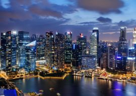 Lais Puzzle - Erstaunliche Nachtansicht von Wolkenkratzern in der Innenstadt von Singapur - 1.000 Teile