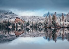 Lais Puzzle - Erster Schnee am Strbske pleso, Slowakei. Winter-Natur, Weihnachts-Szenerie - 1.000 Teile