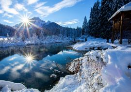 Lais Puzzle - Zelenci - Quelle des Flusses Sava in der Nähe von Kranjska gora, Slowenien - Winterlandschaft - 1.000 Teile