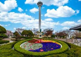 Lais Puzzle - Busan Turm mit blauem Himmel Hintergrund, Schönes Wahrzeichen in Busan City, Yongdusan Park, Busan, Südkorea - 1.000 Teile