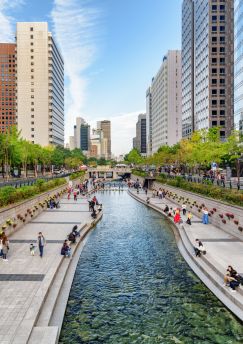 Lais Puzzle - Atemberaubender Blick auf den Cheonggye Stream in der Innenstadt von Seoul - 1.000 Teile