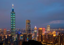 Lais Puzzle - Skyline von Taipeh mit dem Turm Taipeh 101 bei Sonnenuntergang - 1.000 Teile