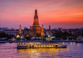 Lais Puzzle - Wat Arun und Kreuzfahrtschiff bei Sonnenuntergang, Bangkok Stadt, Thailand - 1.000 Teile