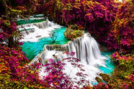 Lais Puzzle - Huay Mae Kamin Wasserfall im bunten Herbstwald in Kanchanaburi, Thailand - 2.000 Teile