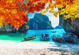 Lais Puzzle - Schöne Natur malerische Landschaft Meer Strand in bunten Herbst Bäume, Lao Lading Insel Krabi, Reisen in Ihrem Traum Phuket Thailand - 1.000 Teile
