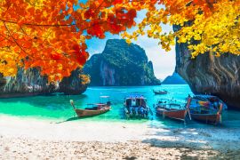 Lais Puzzle - Schöne Natur malerische Landschaft Meer Strand in bunten Herbst Bäume, Lao Lading Insel Krabi, Reisen in Ihrem Traum Phuket Thailand - 2.000 Teile