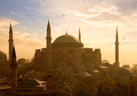Lais Puzzle - Blick auf die Haghia Sophia oder Aya Sofya bei Sonnenuntergang in Istanbul, Türkei - 1.000 Teile
