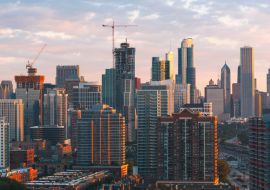 Lais Puzzle - Downtown chicago Stadtbild Wolkenkratzer Skyline bei Sonnenuntergang - 1.000 Teile