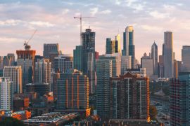 Lais Puzzle - Downtown chicago Stadtbild Wolkenkratzer Skyline bei Sonnenuntergang - 2.000 Teile