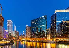 Lais Puzzle - Nächtliches Sonnenuntergangspanorama der Innenstadt von Chicago - 1.000 Teile