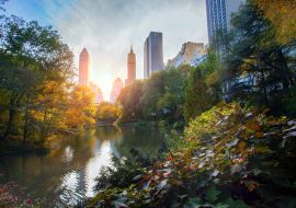 Lais Puzzle - New York City Manhattan, Wolkenkratzer und bunte Bäume mit Spiegelung - 1.000 Teile
