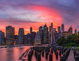 Lais Puzzle - Sonnenuntergang im Brooklyn Bridge Park mit Blick auf die Skyline von Manhattan - 40, 100, 200, 500, 1.000 & 2.000 Teile