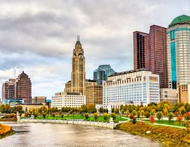 Lais Puzzle - Stadtbild von Columbus über dem Scioto River - Ohio, Vereinigte Staaten - 40, 100, 200, 500, 1.000 & 2.000 Teile