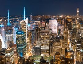 Lais Puzzle - New York Luftaufnahme bei Nacht, Stadtbild aus Hubschrauber - 40, 100, 200, 500, 1.000 & 2.000 Teile